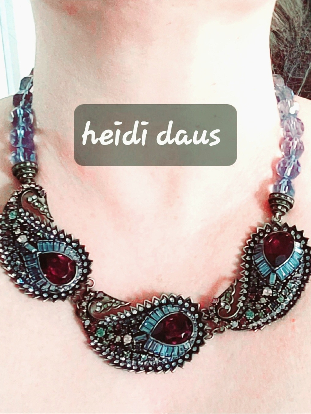 Heidi Daus Blue  Paisley Crystal Statement Necklace